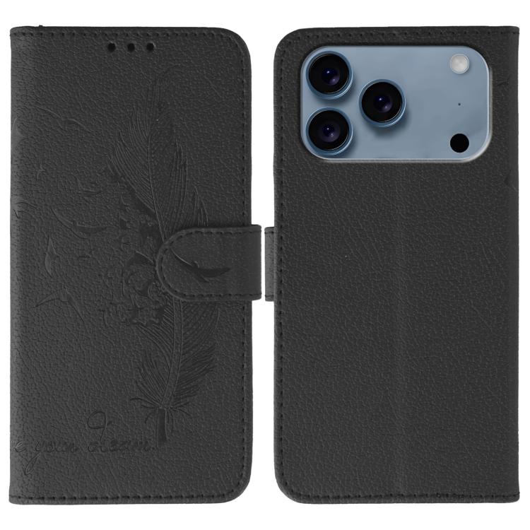 Feather Pattern Litchi Texture Leather Phone Case