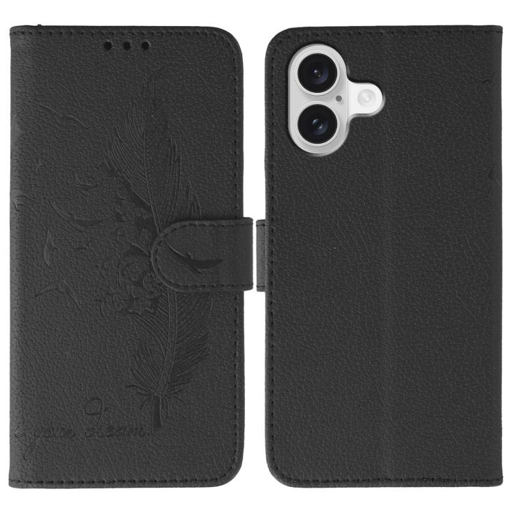 Feather Pattern Litchi Texture Leather Phone Case