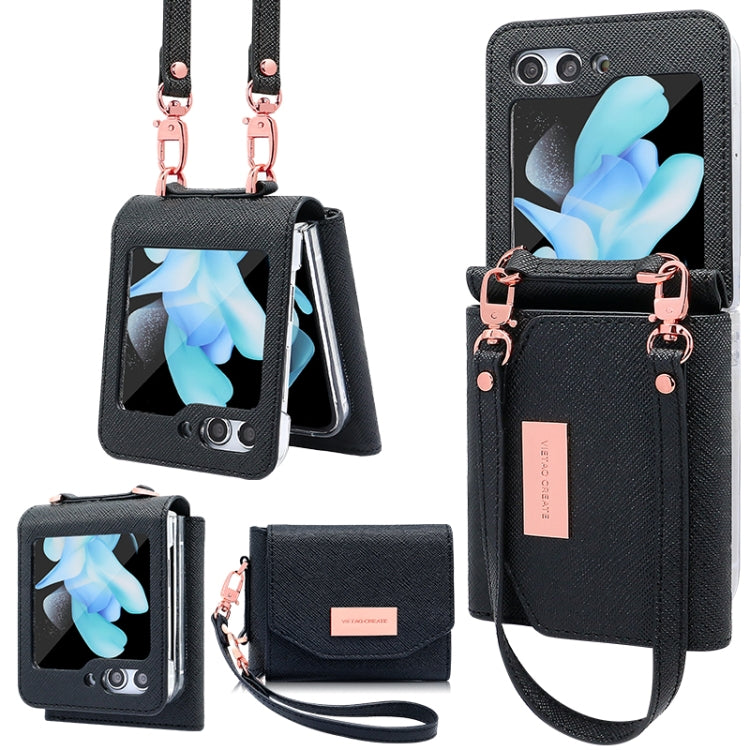 VIETAO Portable Wallet Foldable PU Phone Case, For Samsung Galaxy Z Flip6 / Flip7 FE, For Samsung Galaxy Z Flip5, For Samsung Galaxy Z Flip4, For Samsung Galaxy Z Flip3 5G