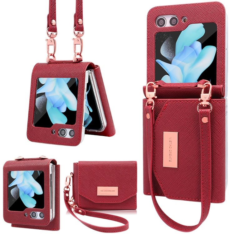 VIETAO Portable Wallet Foldable PU Phone Case, For Samsung Galaxy Z Flip6 / Flip7 FE, For Samsung Galaxy Z Flip5, For Samsung Galaxy Z Flip4, For Samsung Galaxy Z Flip3 5G