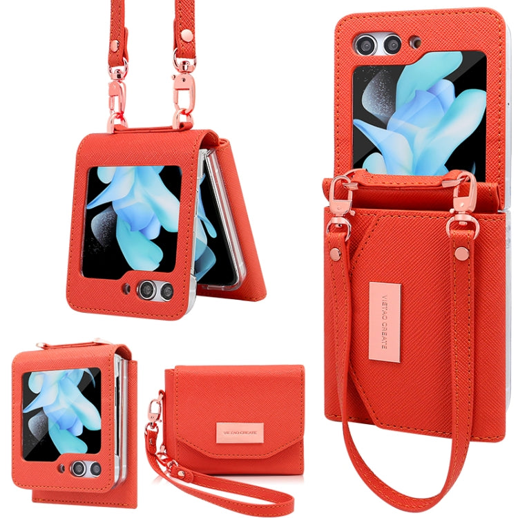 VIETAO Portable Wallet Foldable PU Phone Case, For Samsung Galaxy Z Flip6 / Flip7 FE, For Samsung Galaxy Z Flip5, For Samsung Galaxy Z Flip4, For Samsung Galaxy Z Flip3 5G