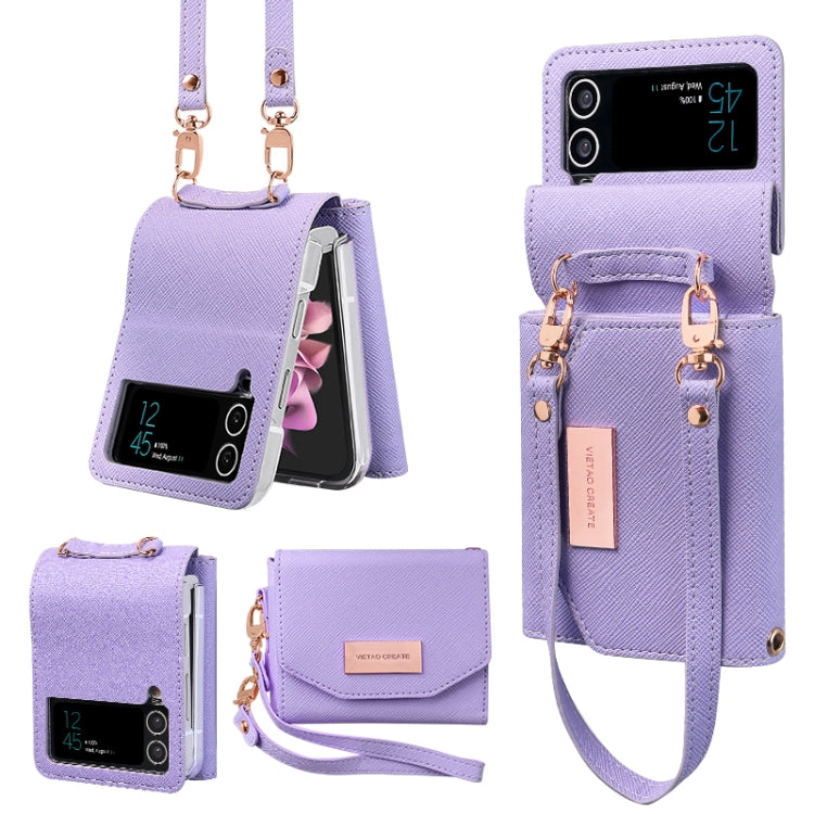VIETAO Portable Wallet Foldable PU Phone Case, For Samsung Galaxy Z Flip6 / Flip7 FE, For Samsung Galaxy Z Flip5, For Samsung Galaxy Z Flip4, For Samsung Galaxy Z Flip3 5G