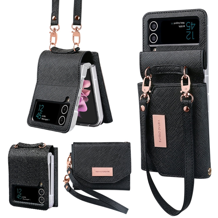 VIETAO Portable Wallet Foldable PU Phone Case, For Samsung Galaxy Z Flip6 / Flip7 FE, For Samsung Galaxy Z Flip5, For Samsung Galaxy Z Flip4, For Samsung Galaxy Z Flip3 5G