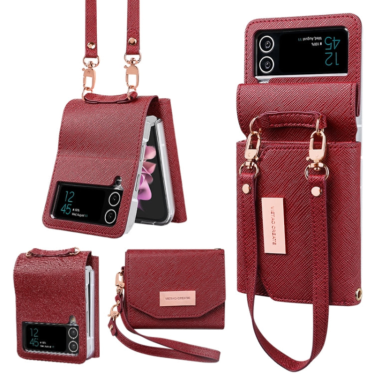 VIETAO Portable Wallet Foldable PU Phone Case, For Samsung Galaxy Z Flip6 / Flip7 FE, For Samsung Galaxy Z Flip5, For Samsung Galaxy Z Flip4, For Samsung Galaxy Z Flip3 5G