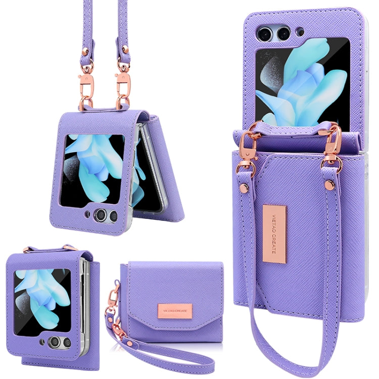 VIETAO Portable Wallet Foldable PU Phone Case, For Samsung Galaxy Z Flip6 / Flip7 FE, For Samsung Galaxy Z Flip5, For Samsung Galaxy Z Flip4, For Samsung Galaxy Z Flip3 5G