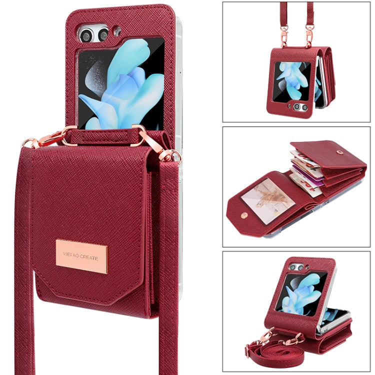 VIETAO Portable Organ Style Wallet PU Phone Case, For Samsung Galaxy Z Flip6 / Flip7 FE, For Samsung Galaxy Z Flip5