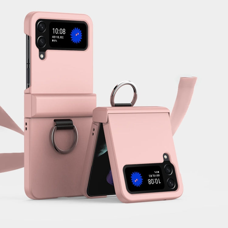 Ultra-thin Skin Feel Ring Phone Case with Hinge, For Samsung Galaxy Z Flip6 / Flip7 FE, For Samsung Galaxy Z Flip5 5G, For Samsung Galaxy Z Flip4 5G