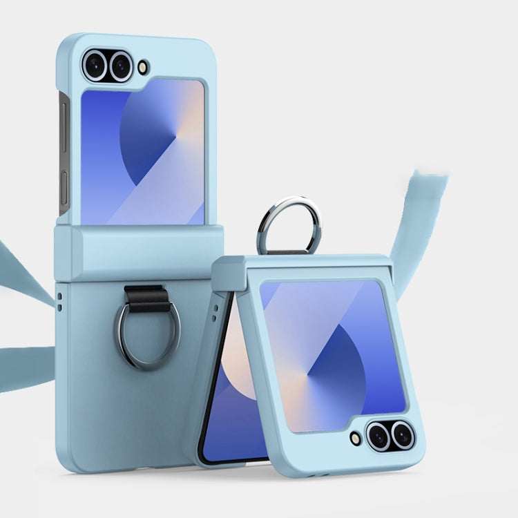 Ultra-thin Skin Feel Ring Phone Case with Hinge, For Samsung Galaxy Z Flip6 / Flip7 FE, For Samsung Galaxy Z Flip5 5G, For Samsung Galaxy Z Flip4 5G