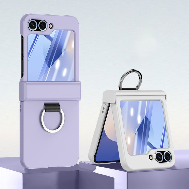 Ultra-thin Skin Feel Ring Phone Case with Hinge, For Samsung Galaxy Z Flip6 / Flip7 FE, For Samsung Galaxy Z Flip5 5G, For Samsung Galaxy Z Flip4 5G