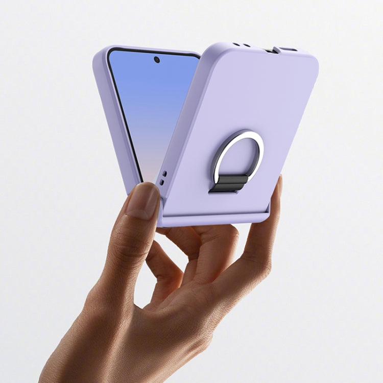 Ultra-thin Skin Feel Ring Phone Case with Hinge, For Samsung Galaxy Z Flip6 / Flip7 FE, For Samsung Galaxy Z Flip5 5G, For Samsung Galaxy Z Flip4 5G