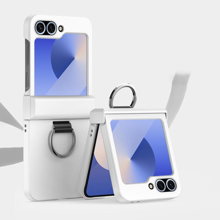 Ultra-thin Skin Feel Ring Phone Case with Hinge, For Samsung Galaxy Z Flip6 / Flip7 FE, For Samsung Galaxy Z Flip5 5G, For Samsung Galaxy Z Flip4 5G