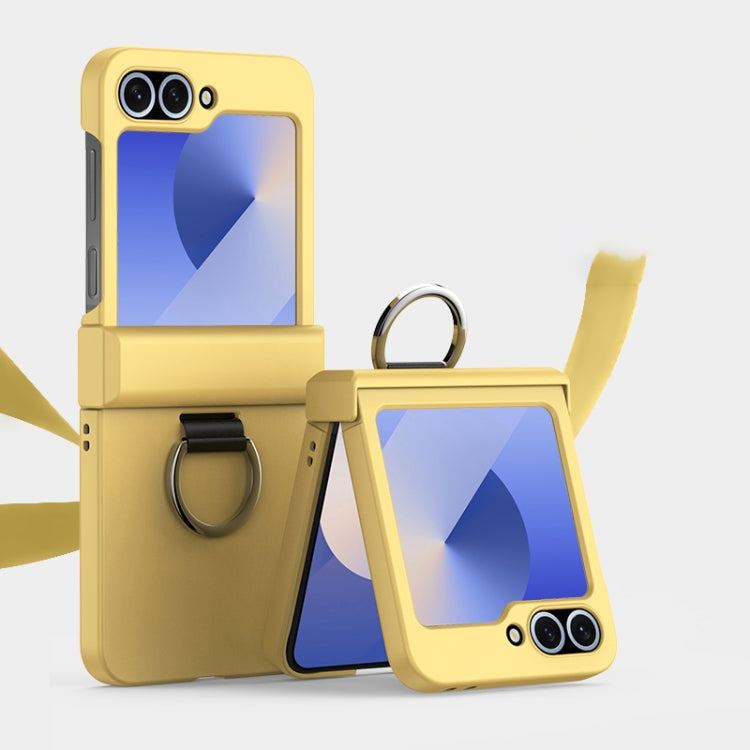 Ultra-thin Skin Feel Ring Phone Case with Hinge, For Samsung Galaxy Z Flip6 / Flip7 FE, For Samsung Galaxy Z Flip5 5G, For Samsung Galaxy Z Flip4 5G