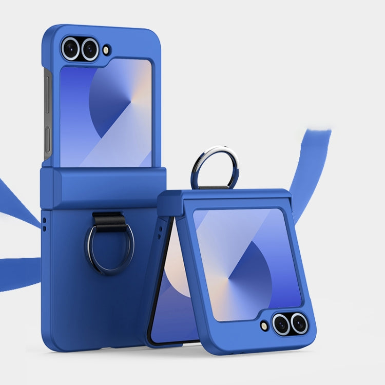 Ultra-thin Skin Feel Ring Phone Case with Hinge, For Samsung Galaxy Z Flip6 / Flip7 FE, For Samsung Galaxy Z Flip5 5G, For Samsung Galaxy Z Flip4 5G