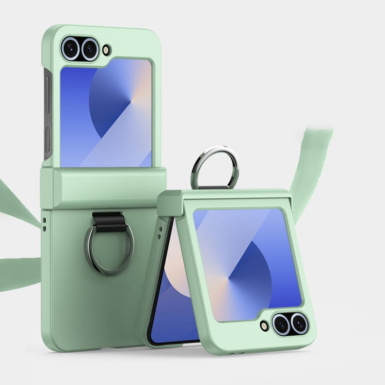 Ultra-thin Skin Feel Ring Phone Case with Hinge, For Samsung Galaxy Z Flip6 / Flip7 FE, For Samsung Galaxy Z Flip5 5G, For Samsung Galaxy Z Flip4 5G
