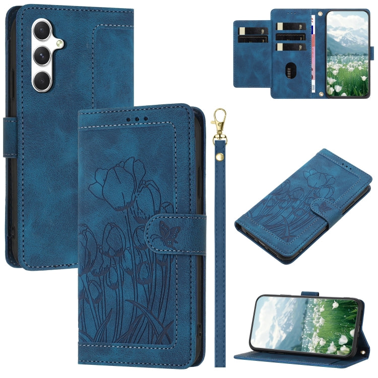 Tulips Embossed Leather Phone Case with Lanyard, For Samsung Galaxy S25 Edge 5G, For Samsung Galaxy S25 5G, For Samsung Galaxy S25+ 5G, For Samsung Galaxy S25 Ultra 5G