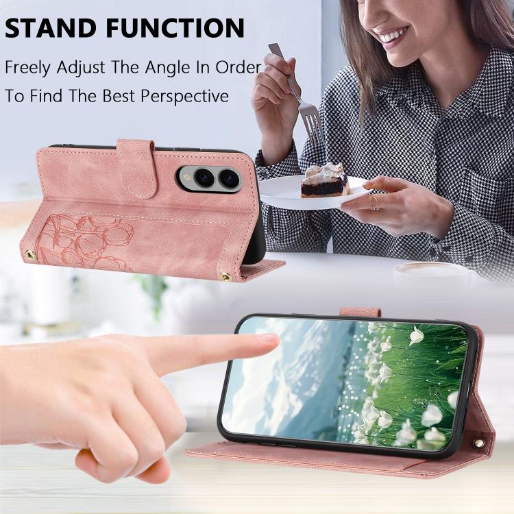 Tulips Embossed Leather Phone Case with Lanyard, For Samsung Galaxy S25 Edge 5G, For Samsung Galaxy S25 5G, For Samsung Galaxy S25+ 5G, For Samsung Galaxy S25 Ultra 5G