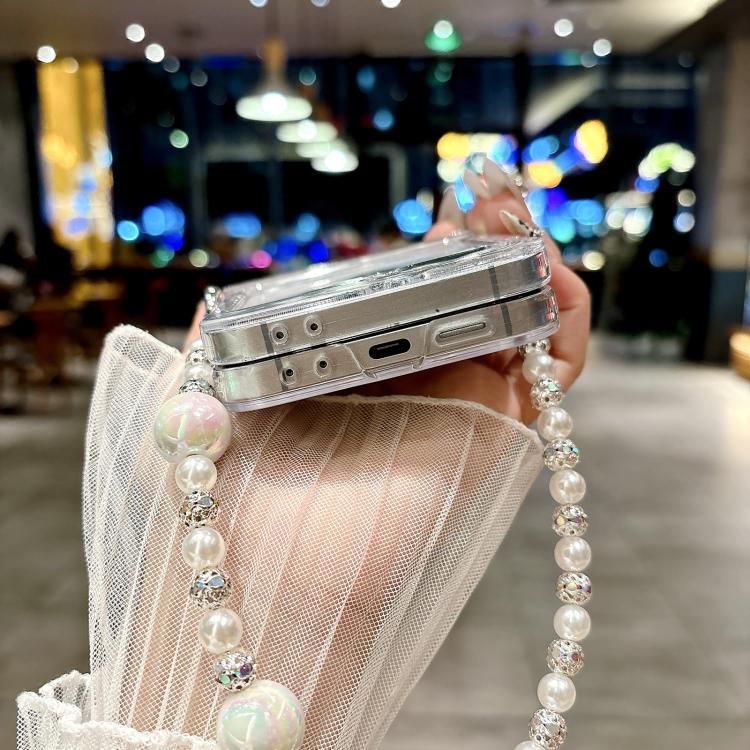 Three Parts Pearlescent Shell Texture Phone Case with Bracelet, For Samsung Galaxy Z Flip6 / Flip7 FE, For Samsung Galaxy Z Flip5
