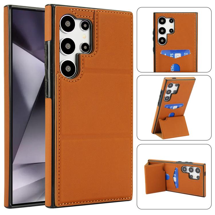 Tri-fold Holder Leather Phone Case with Card Slot, For Samsung Galaxy S24 Ultra 5G, For Samsung Galaxy S24+ 5G, For Samsung Galaxy S24 5G, For Samsung Galaxy S23 FE 5G