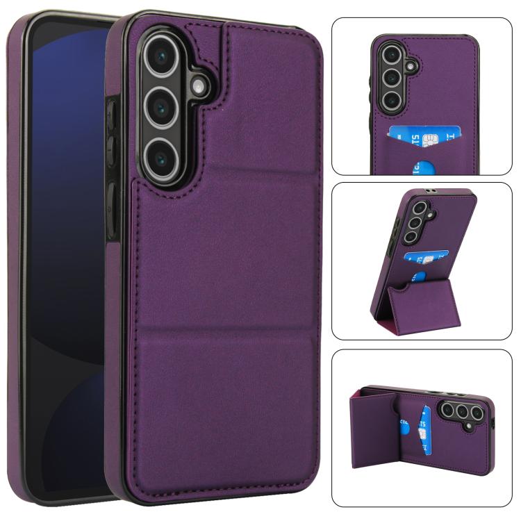 Tri-fold Holder Leather Phone Case with Card Slot, For Samsung Galaxy S25 5G, For Samsung Galaxy S25+ 5G, For Samsung Galaxy S25 Ultra 5G, For Samsung Galaxy S24 FE 5G