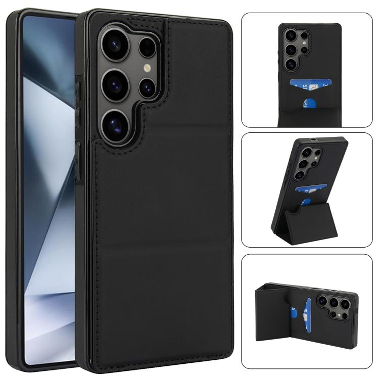 Tri-fold Holder Leather Phone Case with Card Slot, For Samsung Galaxy S25 5G, For Samsung Galaxy S25+ 5G, For Samsung Galaxy S25 Ultra 5G, For Samsung Galaxy S24 FE 5G