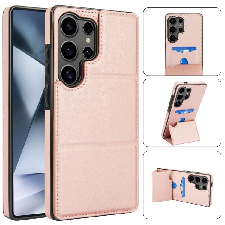 Tri-fold Holder Leather Phone Case with Card Slot, For Samsung Galaxy S25 5G, For Samsung Galaxy S25+ 5G, For Samsung Galaxy S25 Ultra 5G, For Samsung Galaxy S24 FE 5G