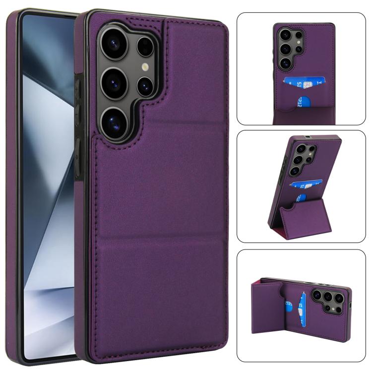 Tri-fold Holder Leather Phone Case with Card Slot, For Samsung Galaxy S25 5G, For Samsung Galaxy S25+ 5G, For Samsung Galaxy S25 Ultra 5G, For Samsung Galaxy S24 FE 5G