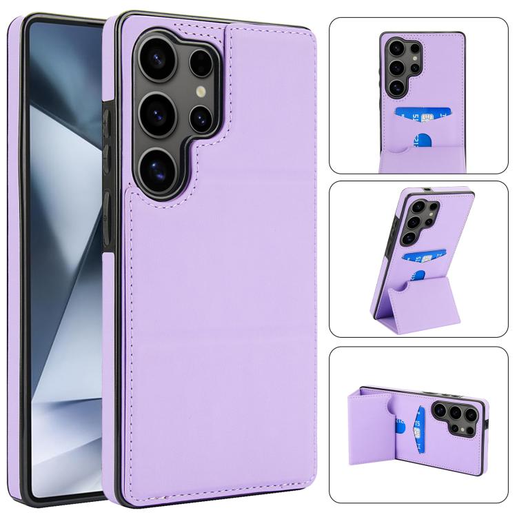 Tri-fold Holder Leather Phone Case with Card Slot, For Samsung Galaxy S25 5G, For Samsung Galaxy S25+ 5G, For Samsung Galaxy S25 Ultra 5G, For Samsung Galaxy S24 FE 5G