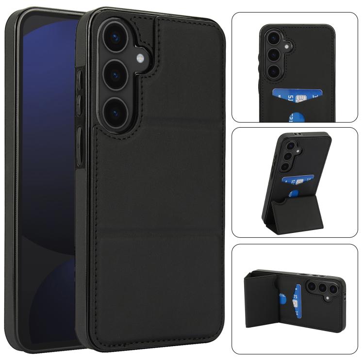 Tri-fold Holder Leather Phone Case with Card Slot, For Samsung Galaxy S25 5G, For Samsung Galaxy S25+ 5G, For Samsung Galaxy S25 Ultra 5G, For Samsung Galaxy S24 FE 5G