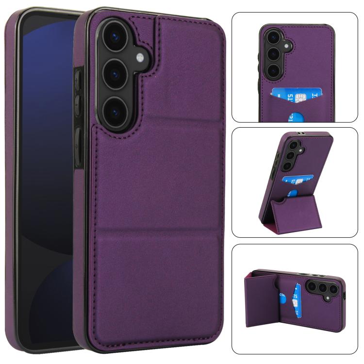 Tri-fold Holder Leather Phone Case with Card Slot, For Samsung Galaxy S25 5G, For Samsung Galaxy S25+ 5G, For Samsung Galaxy S25 Ultra 5G, For Samsung Galaxy S24 FE 5G