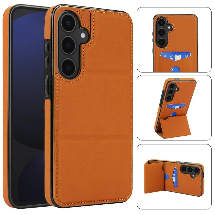 Tri-fold Holder Leather Phone Case with Card Slot, For Samsung Galaxy S25 5G, For Samsung Galaxy S25+ 5G, For Samsung Galaxy S25 Ultra 5G, For Samsung Galaxy S24 FE 5G