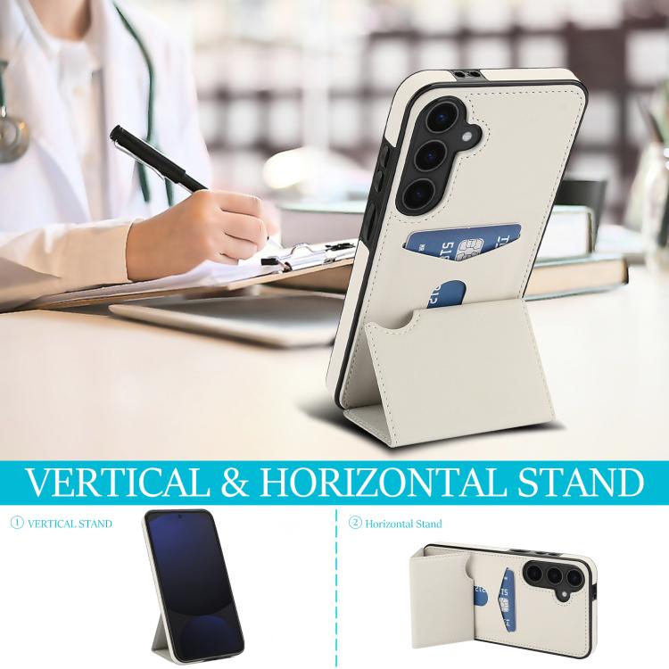 Tri-fold Holder Leather Phone Case with Card Slot, For Samsung Galaxy S25 5G, For Samsung Galaxy S25+ 5G, For Samsung Galaxy S25 Ultra 5G, For Samsung Galaxy S24 FE 5G