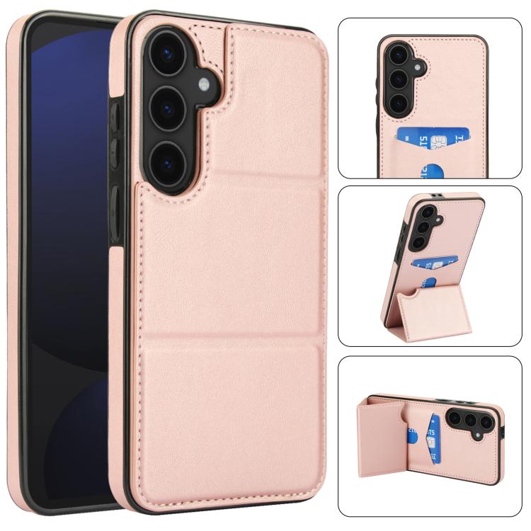 Tri-fold Holder Leather Phone Case with Card Slot, For Samsung Galaxy S25 5G, For Samsung Galaxy S25+ 5G, For Samsung Galaxy S25 Ultra 5G, For Samsung Galaxy S24 FE 5G