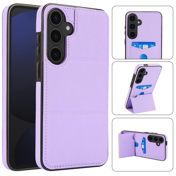 Tri-fold Holder Leather Phone Case with Card Slot, For Samsung Galaxy S25 5G, For Samsung Galaxy S25+ 5G, For Samsung Galaxy S25 Ultra 5G, For Samsung Galaxy S24 FE 5G