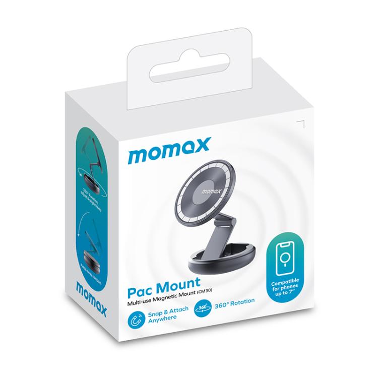 MOMAX CM30 Pac Mount Universal Transparent Magnetic Rotating Car Holder, CM30 (Dark Grey), CM30 (Titanium Gold)
