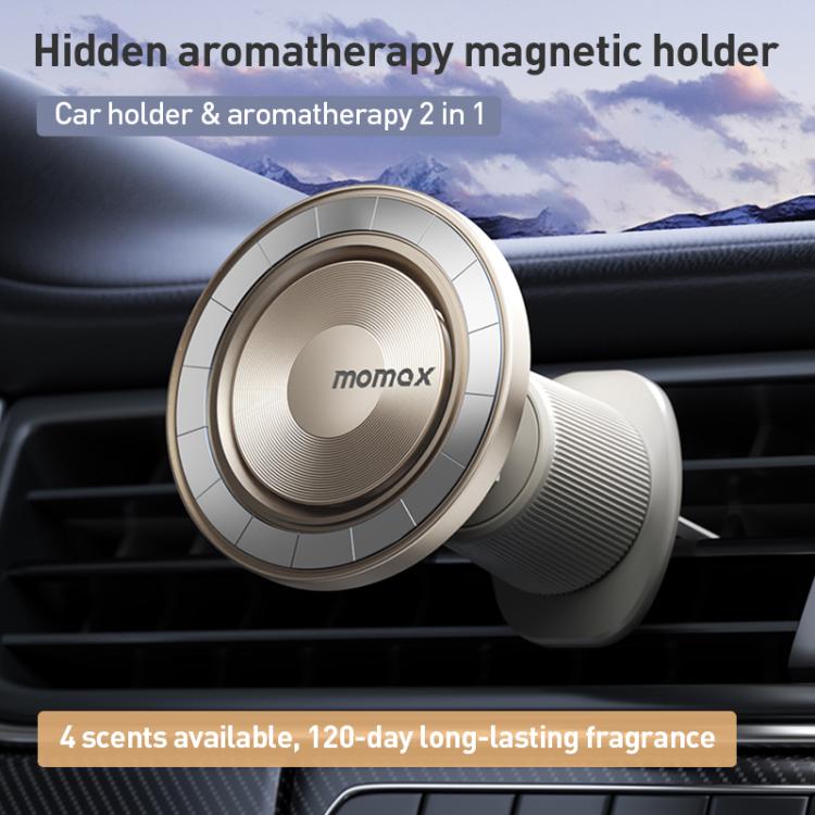 MOMAX CM35 1-Move Relaxaire Aluminum Alloy Magnetic Car Aromatherapy Holder, CM35 (Dark Grey), CM35 (Titanium Gold)
