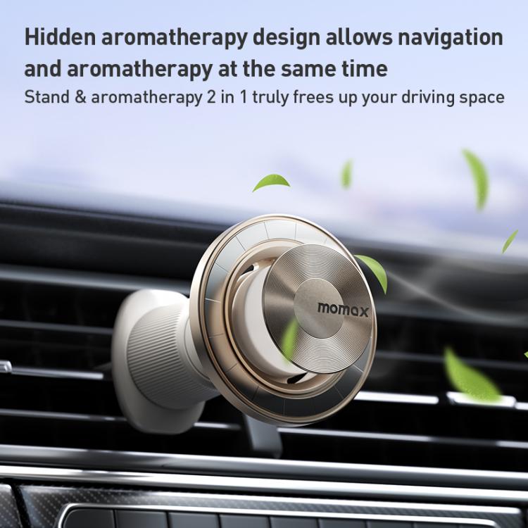 MOMAX CM35 1-Move Relaxaire Aluminum Alloy Magnetic Car Aromatherapy Holder, CM35 (Dark Grey), CM35 (Titanium Gold)