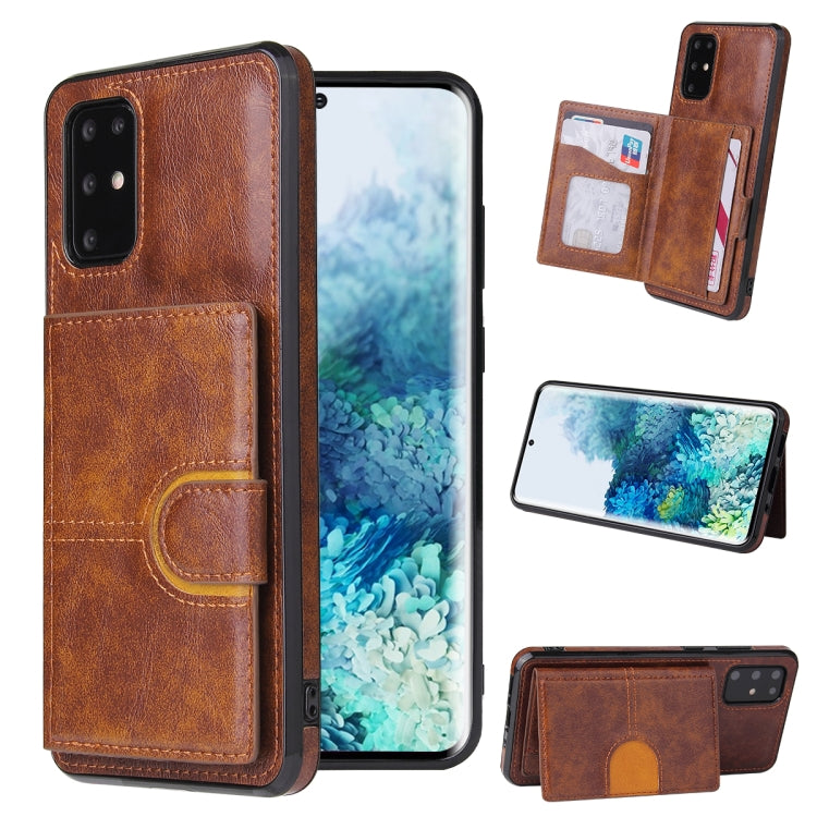 PU + TPU + PC Shockproof Back Cover Case with Card Slot & Holder, For Samsung Galaxy Note20, For Samsung Galaxy Note20 Ultra, For Samsung Galaxy S20, For Samsung Galaxy S20 Plus, For Samsung Galaxy S20 Ultra