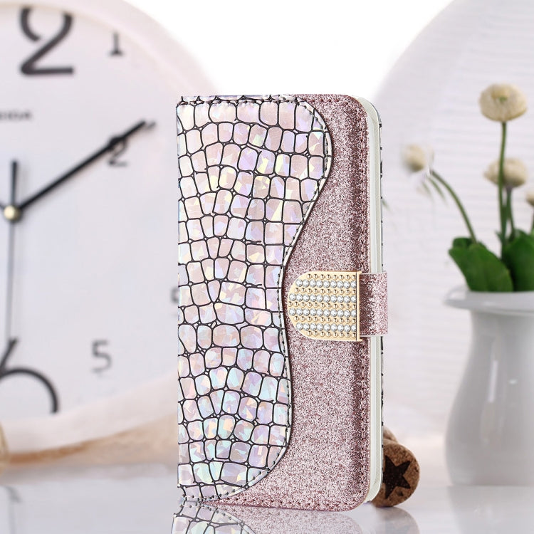 Laser Glitter Powder Matching Crocodile Texture Horizontal Flip Leather Case with Card Slots & Holder & Wallet, For Samsung Galaxy M51, For Samsung Galaxy S20 FE