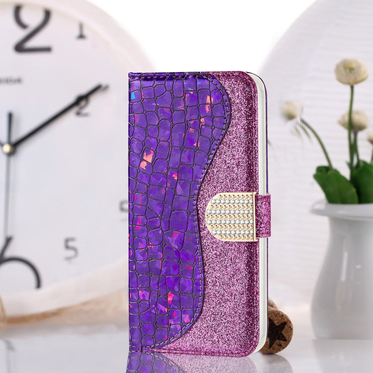 Laser Glitter Powder Matching Crocodile Texture Horizontal Flip Leather Case with Card Slots & Holder & Wallet, For Samsung Galaxy M51, For Samsung Galaxy S20 FE