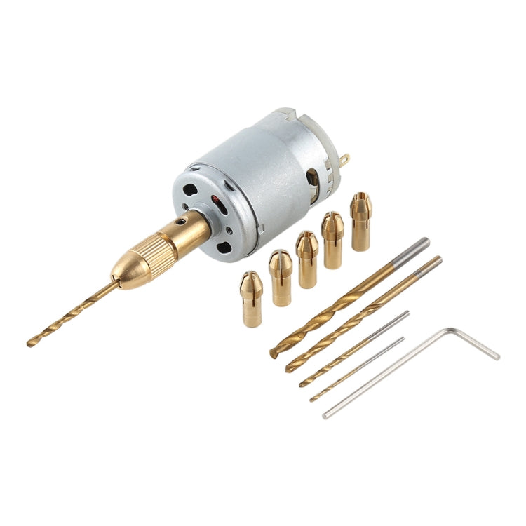 WLXY WL-DIY001 Mini DIY Brass Electric Drill Chucks Drill Bits Set DC-12V Motor, WL-DIY001 13 Set