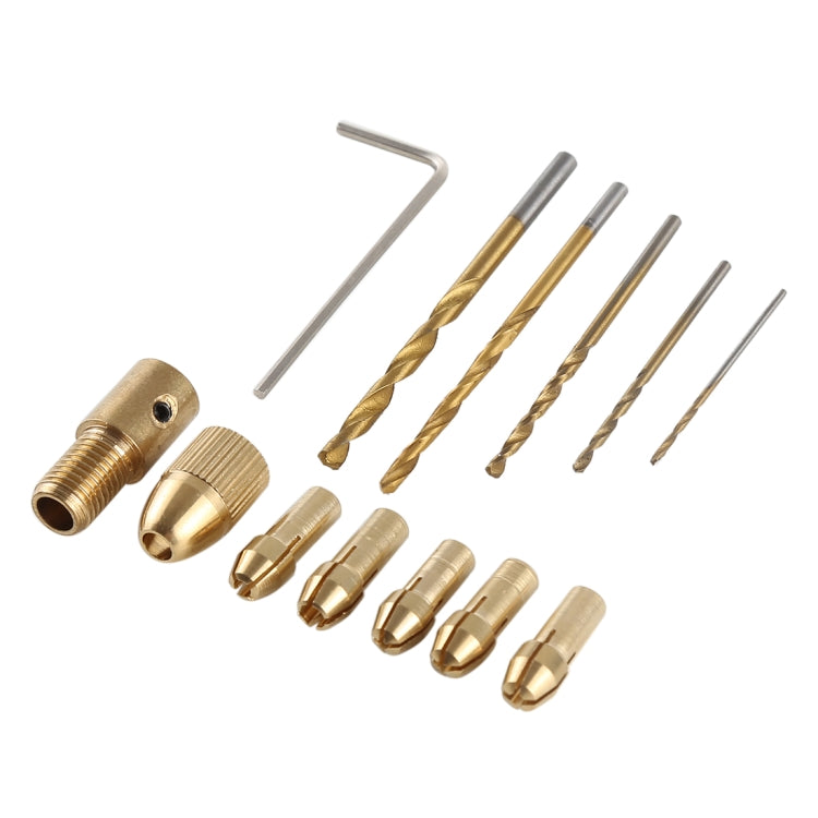 WLXY WL-DIY001 Mini DIY Brass Electric Drill Chucks Drill Bits Set, WL-DIY001 12 Set
