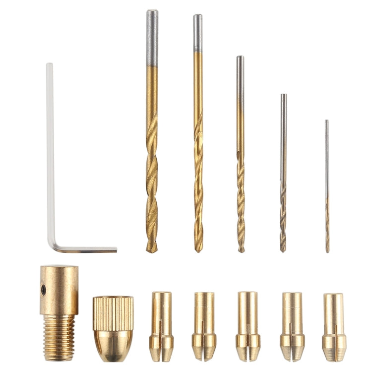 WLXY WL-DIY001 Mini DIY Brass Electric Drill Chucks Drill Bits Set, WL-DIY001 12 Set