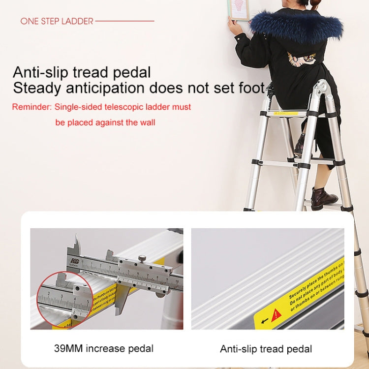 Multifunctional Thickened Aluminum Alloy Single-sided Telescopic Ladder, Size: 2m, Size: 2m