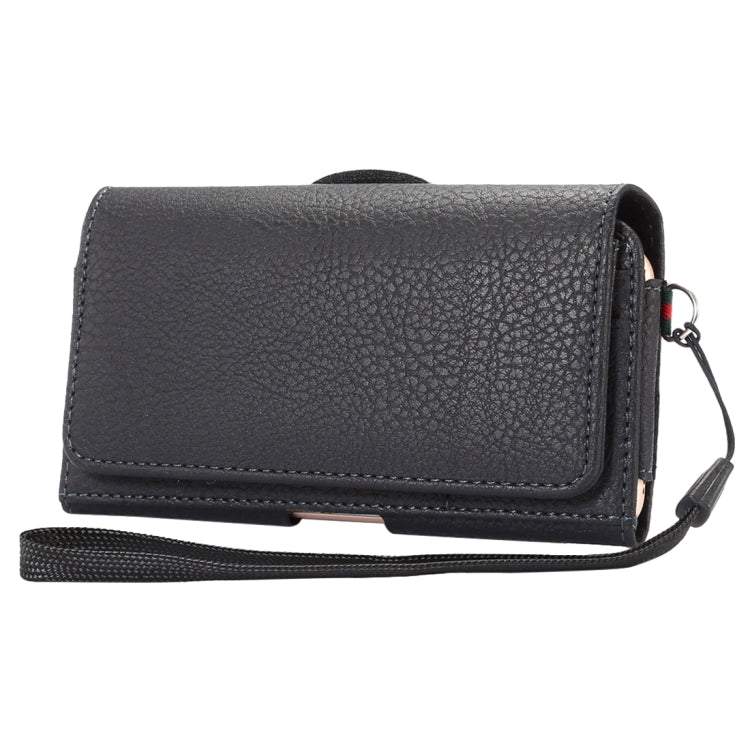Universal Litchi Texture Vertical Flip Thwartwise PU Leather Case / Waist Bag with Back Splint & Card Slots & 15cm Lanyard for iPhone 8 & 7 & 6s & 6, Galaxy SIV & SIII, Xiaomi Redmi 3 & 3X, Size: 14.3 x 7.5 x 1.5 cm