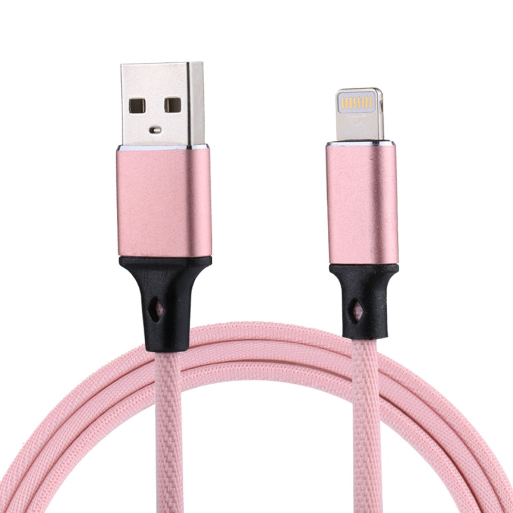 1m 2A USB to 8 Pin Nylon Weave Style Data Sync Charging Cable, 8 Pin Red, 8 Pin White, 8 Pin Pink, 8 Pin Blue