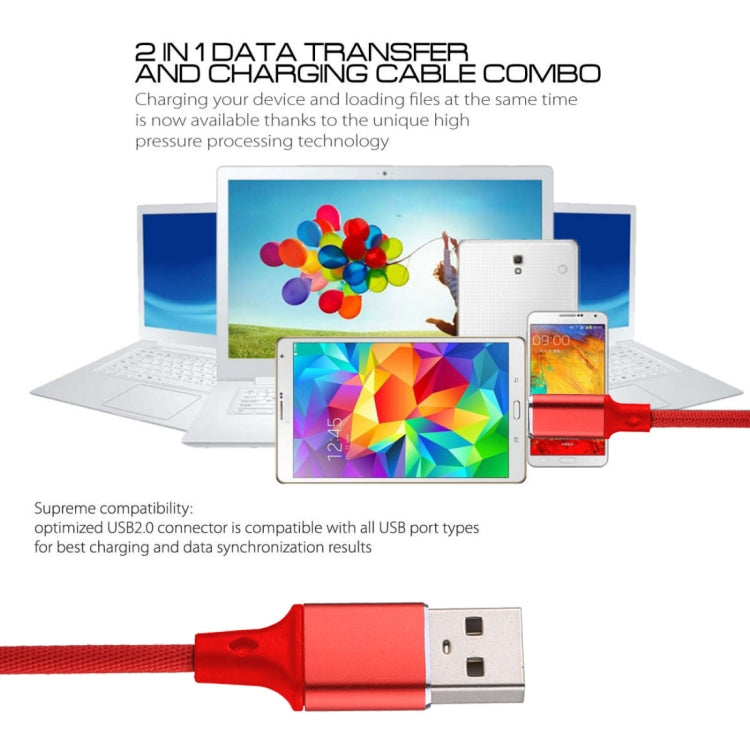 1m 2A USB to 8 Pin Nylon Weave Style Data Sync Charging Cable, 8 Pin Red, 8 Pin White, 8 Pin Pink, 8 Pin Blue