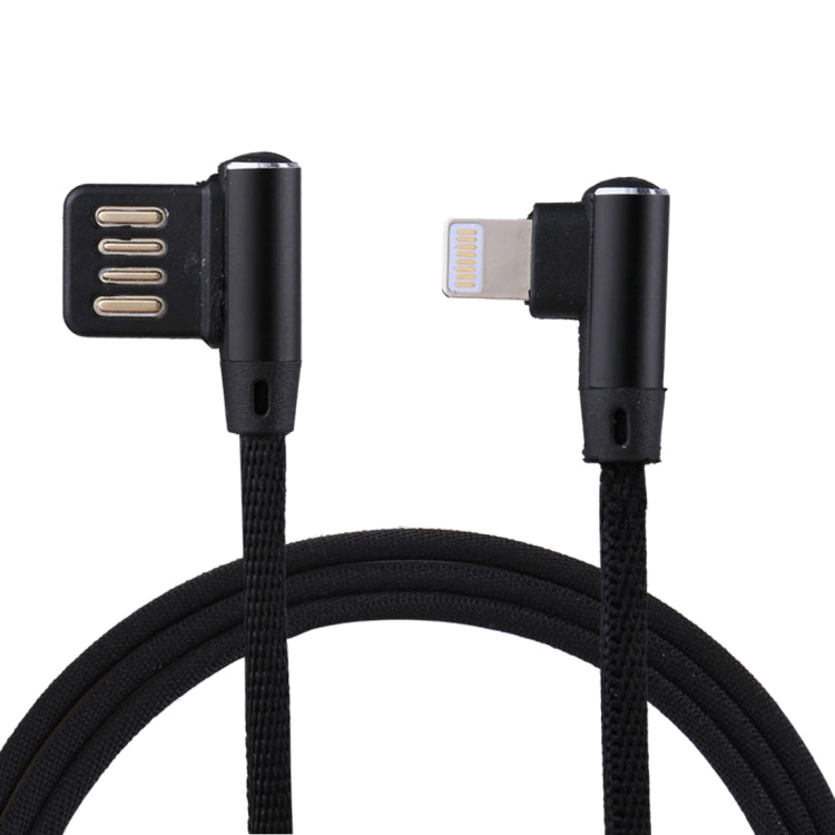 1m 2.4A Output USB to 8 Pin Double Elbow Design Nylon Weave Style Data Sync Charging Cable, 8 Pin Red, 8 Pin Dark Blue, 8 Pin Blue, 8 Pin Black, 8 Pin Coffee