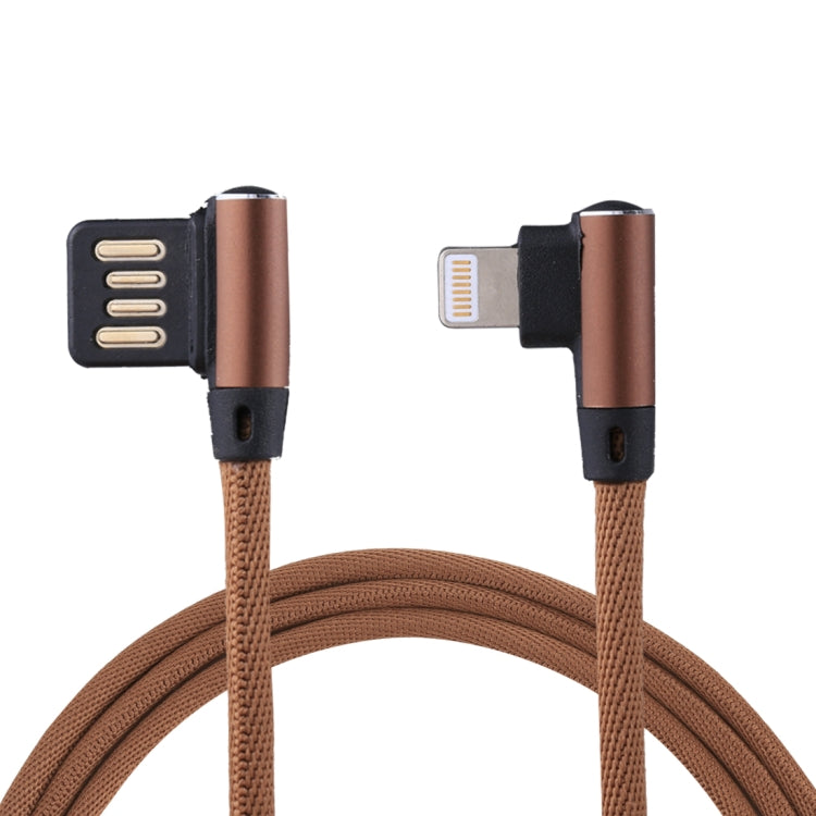 1m 2.4A Output USB to 8 Pin Double Elbow Design Nylon Weave Style Data Sync Charging Cable, 8 Pin Red, 8 Pin Dark Blue, 8 Pin Blue, 8 Pin Black, 8 Pin Coffee