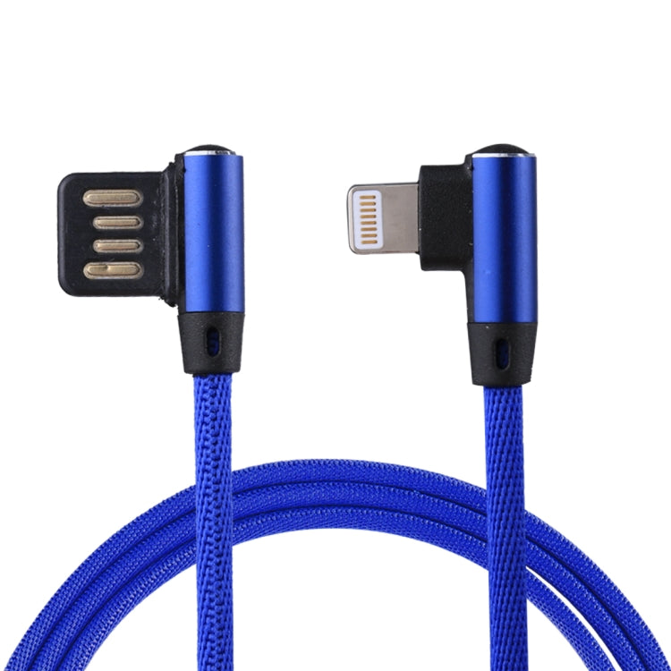 1m 2.4A Output USB to 8 Pin Double Elbow Design Nylon Weave Style Data Sync Charging Cable, 8 Pin Red, 8 Pin Dark Blue, 8 Pin Blue, 8 Pin Black, 8 Pin Coffee