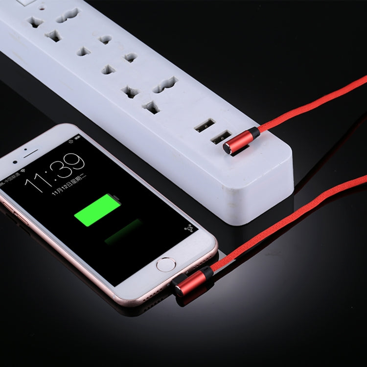 1m 2.4A Output USB to 8 Pin Double Elbow Design Nylon Weave Style Data Sync Charging Cable, 8 Pin Red, 8 Pin Dark Blue, 8 Pin Blue, 8 Pin Black, 8 Pin Coffee